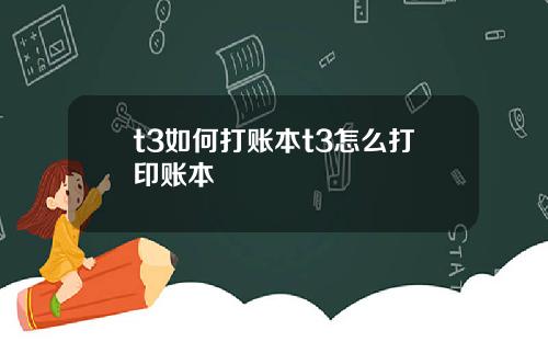 t3如何打账本t3怎么打印账本