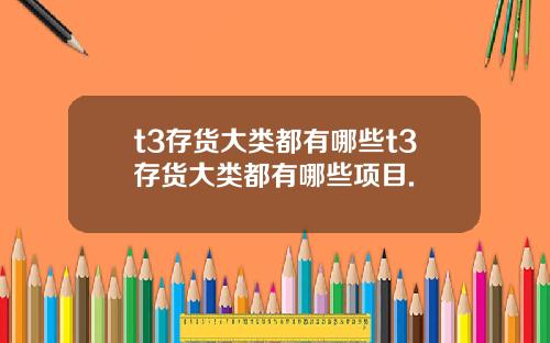 t3存货大类都有哪些t3存货大类都有哪些项目.