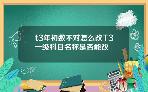 t3年初数不对怎么改T3一级科目名称是否能改