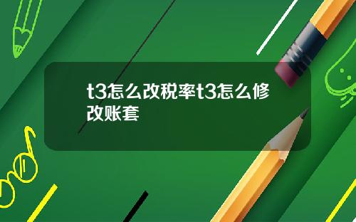 t3怎么改税率t3怎么修改账套