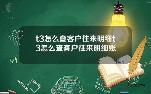 t3怎么查客户往来明细t3怎么查客户往来明细账