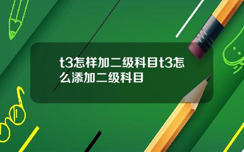 t3怎样加二级科目t3怎么添加二级科目