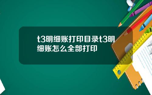 t3明细账打印目录t3明细账怎么全部打印