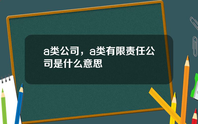 a类公司，a类有限责任公司是什么意思