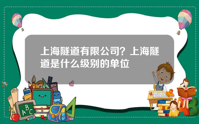 上海隧道有限公司？上海隧道是什么级别的单位