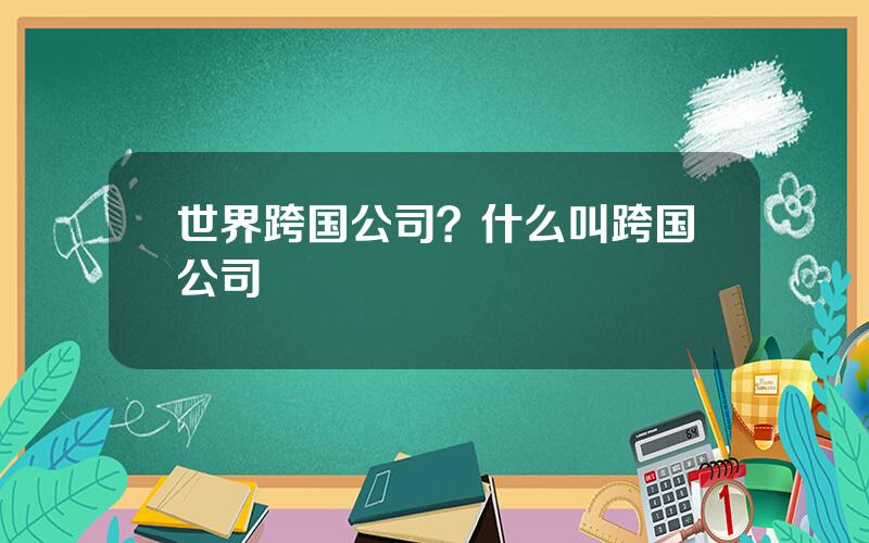 世界跨国公司？什么叫跨国公司