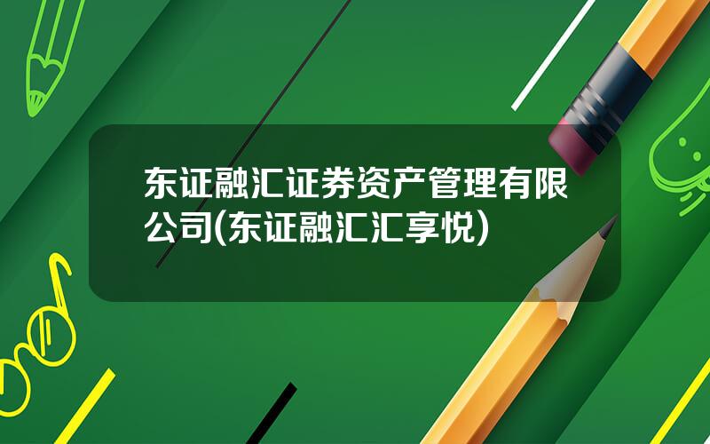 东证融汇证券资产管理有限公司(东证融汇汇享悦)