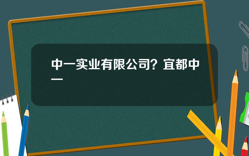 中一实业有限公司？宜都中一