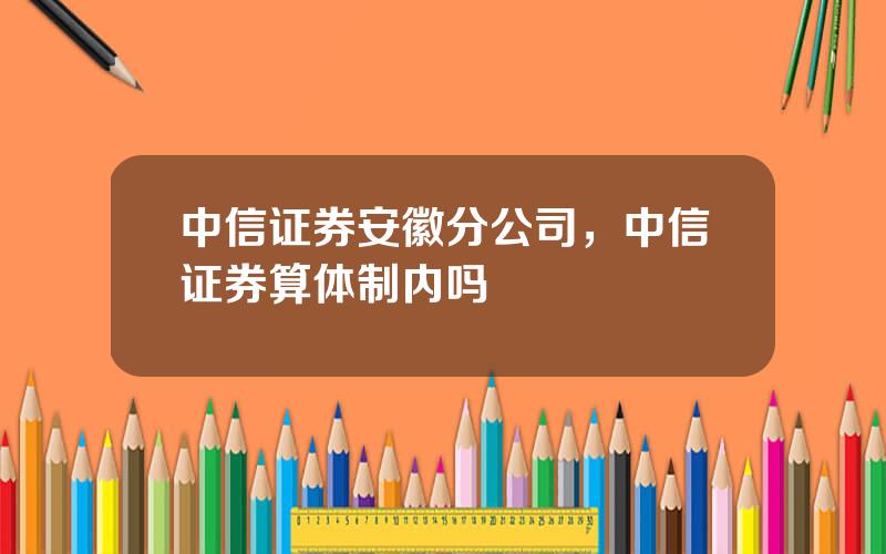 中信证券安徽分公司，中信证券算体制内吗