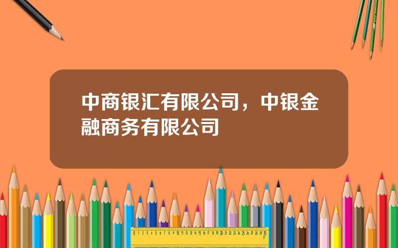 中商银汇有限公司，中银金融商务有限公司