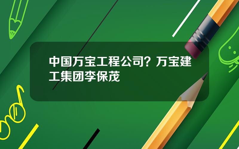 中国万宝工程公司？万宝建工集团李保茂