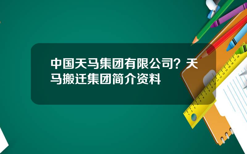 中国天马集团有限公司？天马搬迁集团简介资料