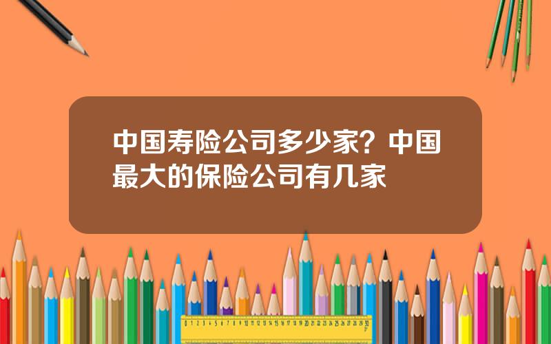 中国寿险公司多少家？中国最大的保险公司有几家