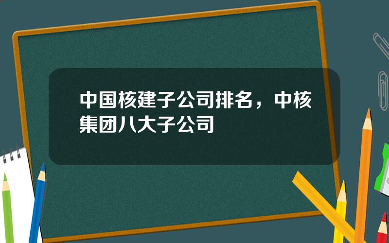 中国核建子公司排名，中核集团八大子公司