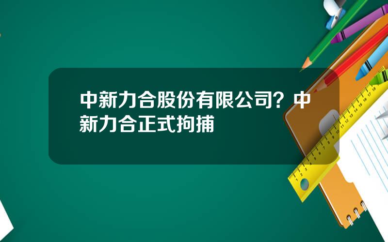 中新力合股份有限公司？中新力合正式拘捕