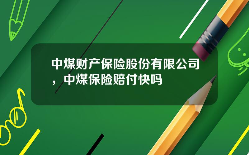 中煤财产保险股份有限公司，中煤保险赔付快吗