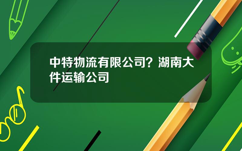 中特物流有限公司？湖南大件运输公司