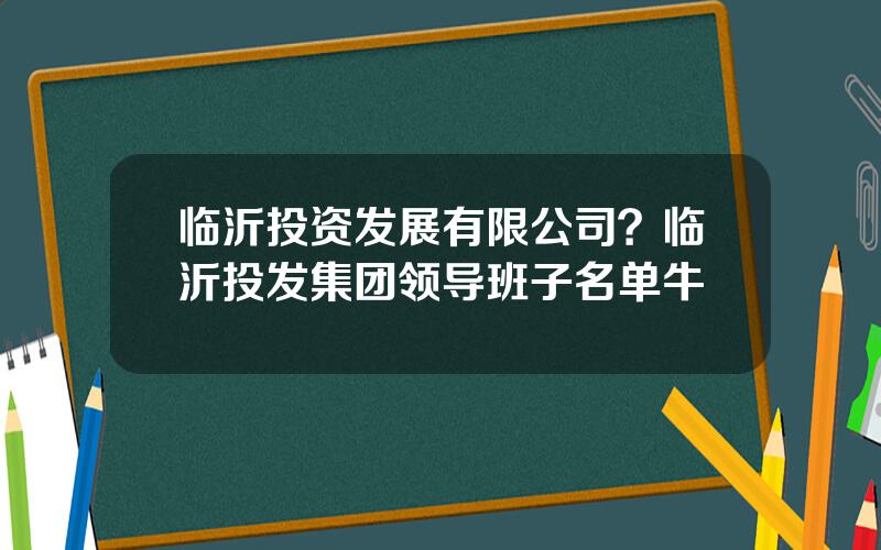 临沂投资发展有限公司？临沂投发集团领导班子名单牛