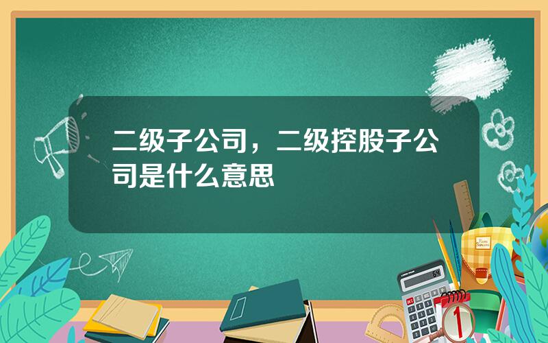 二级子公司，二级控股子公司是什么意思