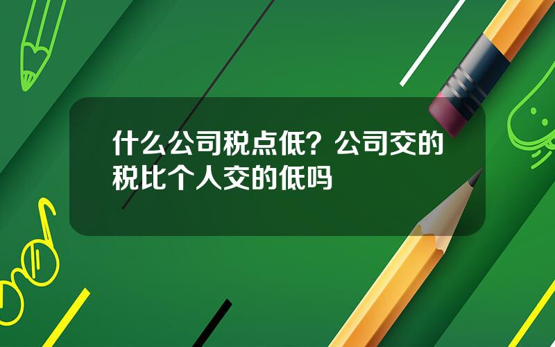 什么公司税点低？公司交的税比个人交的低吗