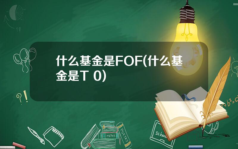 什么基金是FOF(什么基金是T+0)