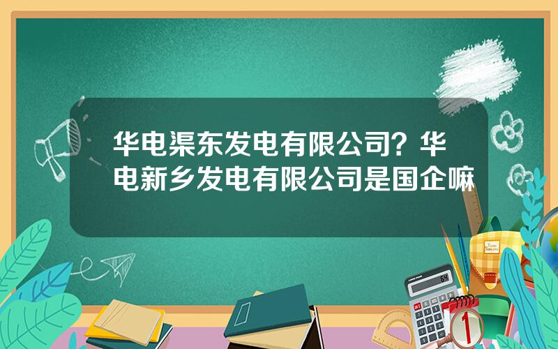 华电渠东发电有限公司？华电新乡发电有限公司是国企嘛