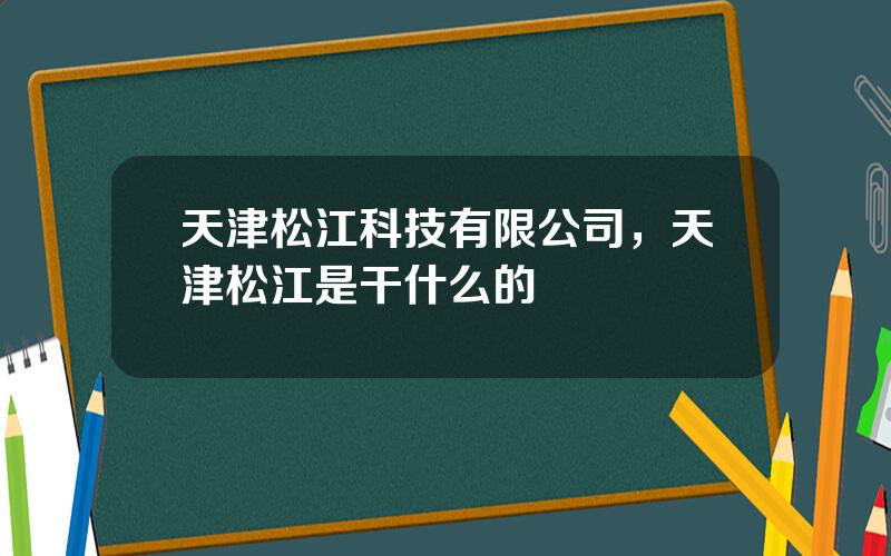 天津松江科技有限公司，天津松江是干什么的