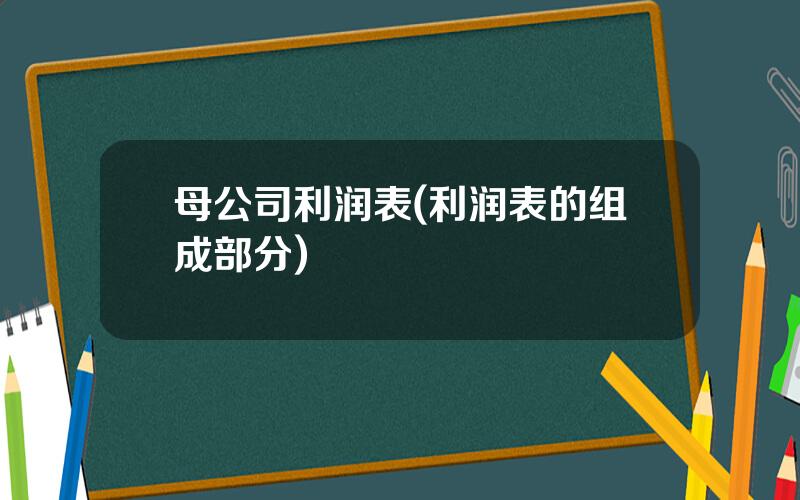 母公司利润表(利润表的组成部分)