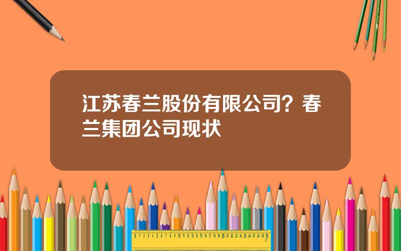 江苏春兰股份有限公司？春兰集团公司现状