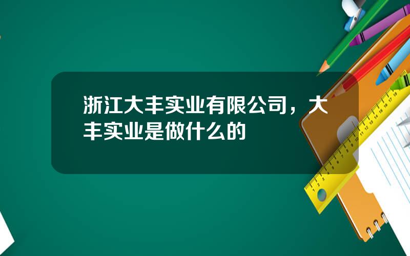 浙江大丰实业有限公司，大丰实业是做什么的