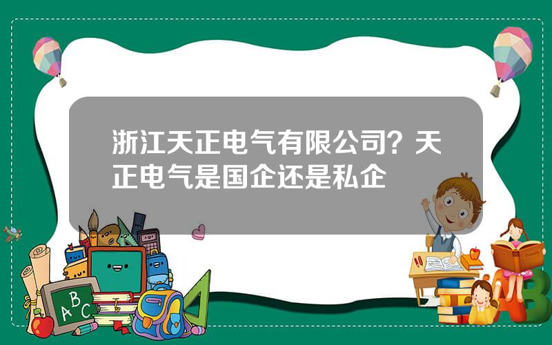 浙江天正电气有限公司？天正电气是国企还是私企