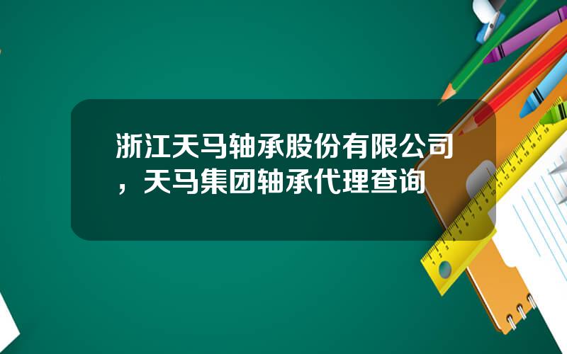 浙江天马轴承股份有限公司，天马集团轴承代理查询