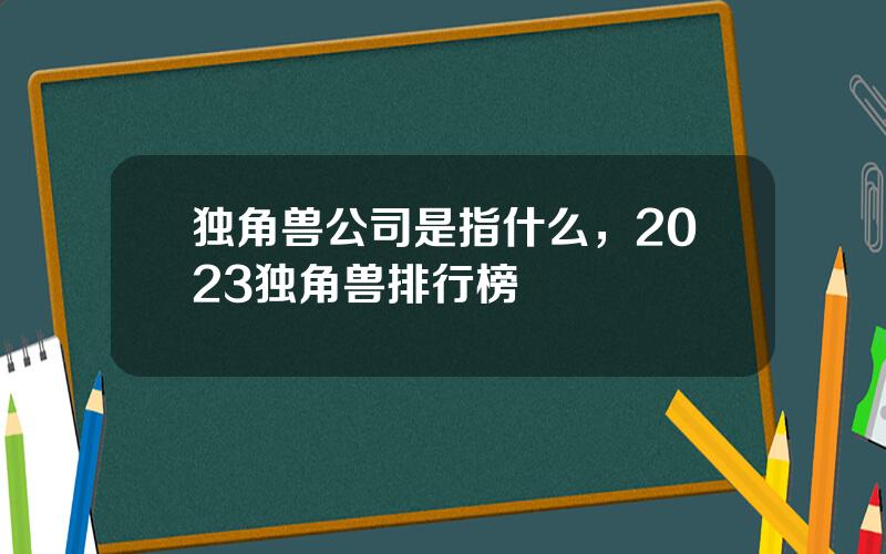 独角兽公司是指什么，2023独角兽排行榜