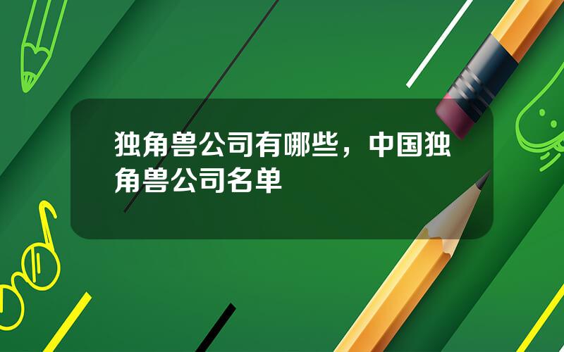 独角兽公司有哪些，中国独角兽公司名单